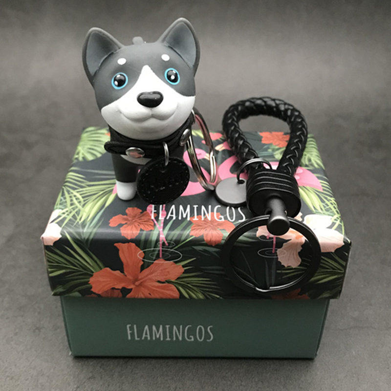 Shibai dog keychain pendant female ins Net red cute Korean car key refining a pair of puppy doll bag pendant