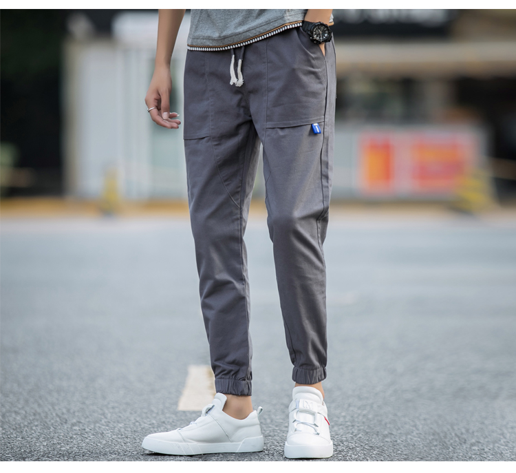Quần nam phiên bản Hàn Quốc theo xu hướng gió 2018 mới hoang dã tự trồng xà cạp quần học sinh 9 điểm co rút chân nhựa quần âu quần tây nam đẹp
