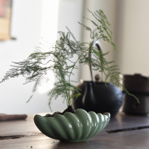 Longquan celadon vase ornaments living room flower arrangement ceramic hydroponic container green Luo modern simple home creative decoration