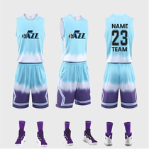 Basketball suit male custom student competition training team to take white powder gradient color basketball coat sports vest