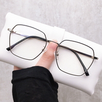 Retro big frame Douyin net red style myopia glasses for women can be equipped with degree anti-blue light big face thin flat mirror for men