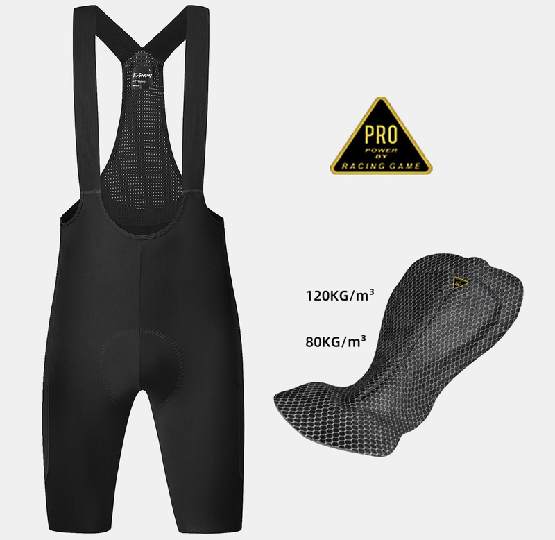 New K-Snow Bib Cycling Pants Pro Gold Label 120 Density Cushion