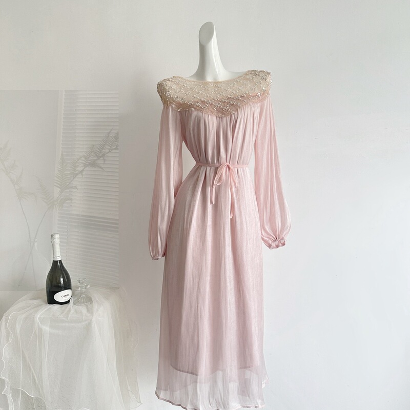 Mumu Narcissus Starlight Descending French Romantic Gentle Mesh Sequin Patchwork Dress Loose Waist-Cinching Long Dress Mumu Narcissus Starlight Descending French Romantic Gentle Mesh Sequin Patchwork Dress Loose Waist-Cinching Long Dress