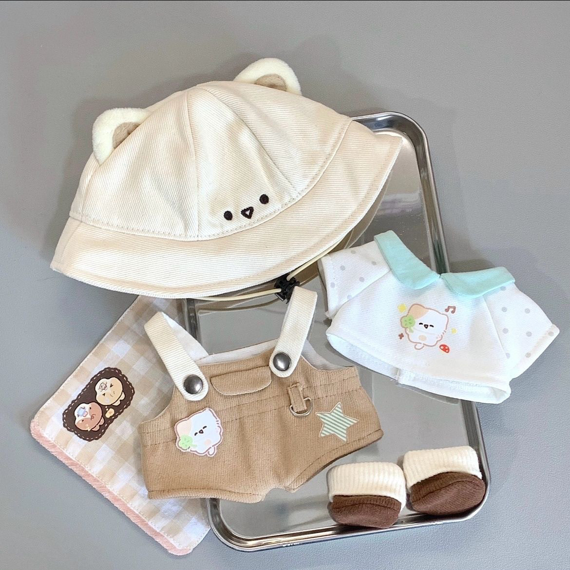 Cotton doll 20CM dress "Camping Cat" 4-piece set - Cute changing doll outfit. Imported from overseas, cross-border purchase. Taixi Import & Export.- Taojiyun daigou | Taiwan consolidation | Taobao product purchasing | China goods purchasing | Gather and Transport