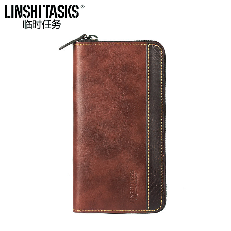 Retro zipper men's original design wallet long version casual leather wallet multifunctional wallet fashion men