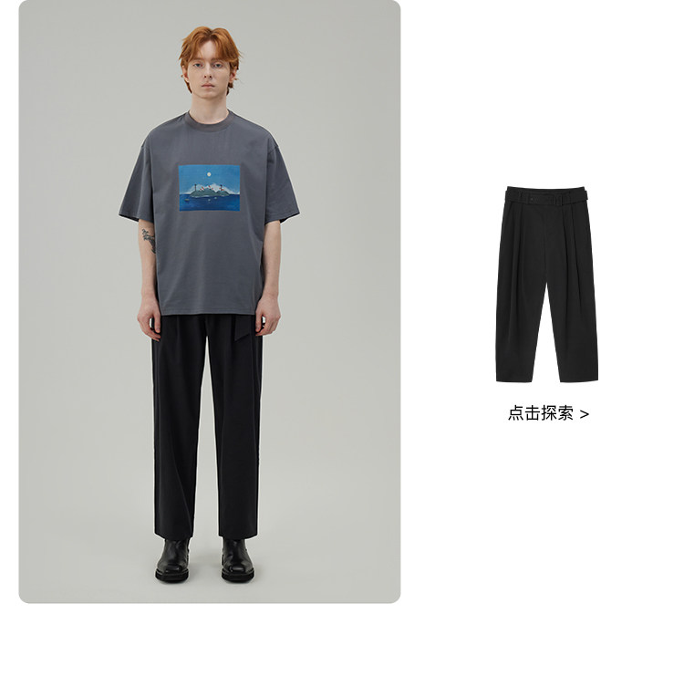 COKEIN休閑長褲男秋季純色直筒褲原創設計潮2025秋季純棉雙褶褲子|休閒褲|ETMall東森購物網