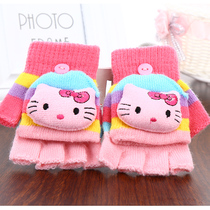 Childrens gloves boys boys in autumn and winter fingers girls shutting pupils girl half finger thin wool warm