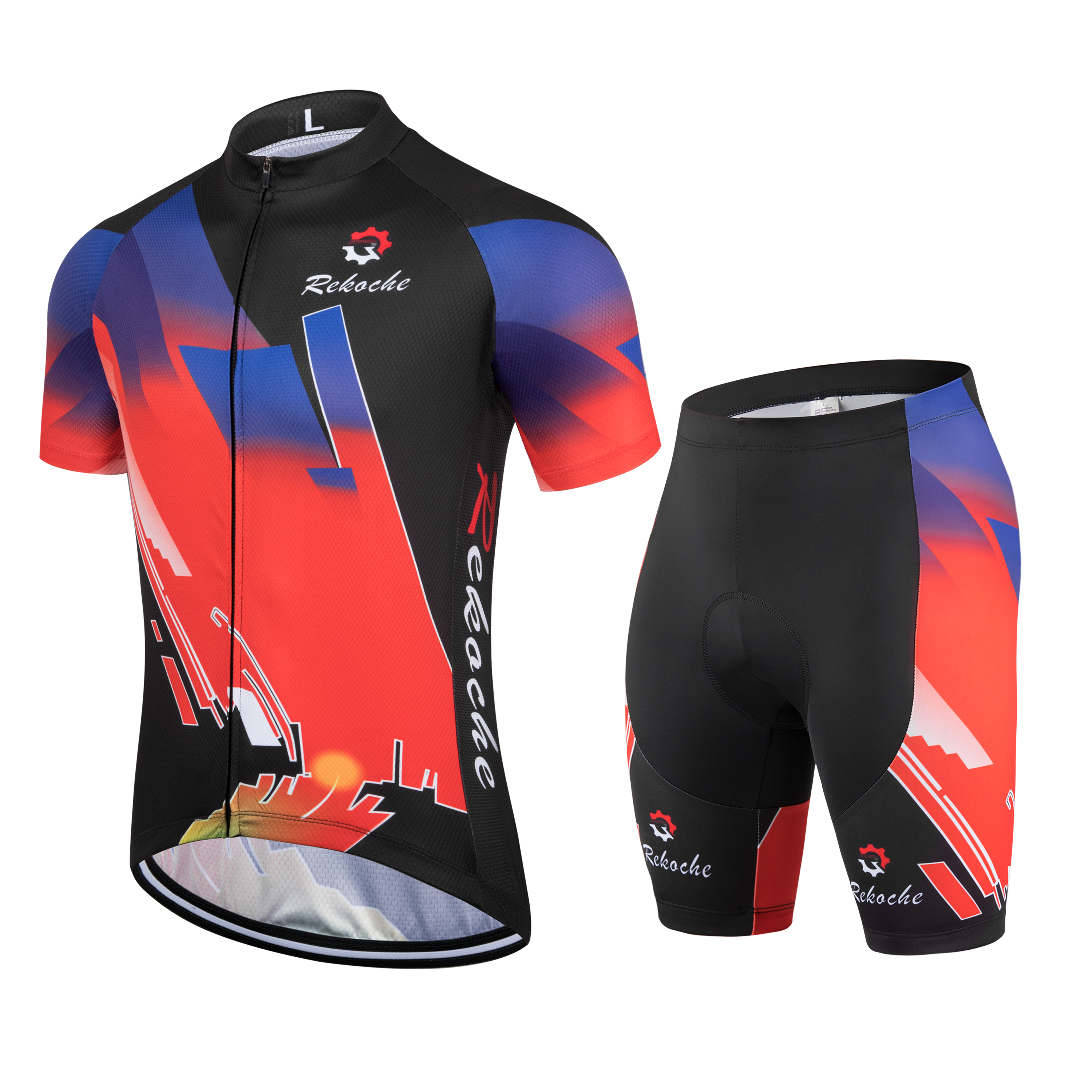 Summer riding clothes short-sleeved suit men and women mountain road bike clothes breathable quick-drying sunscreen silicone cushion