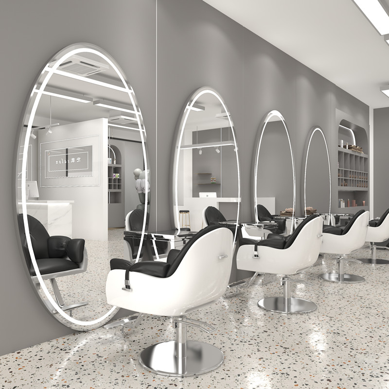 Internet celebrity barber shop mirror table hairdressing shop mirror hair salon dedicated floor mirror simple with light perm dyeing mirror table single-sided mirror