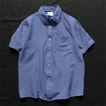 Summer thin breathable japanese plaid shirt men's fashion brand loose short-sleeved plaid shirt men's half-sleeved top women Summer thin breathable japanese plaid shirt men's fashion brand loose short-sleeved plaid shirt men's half-sleeved top women