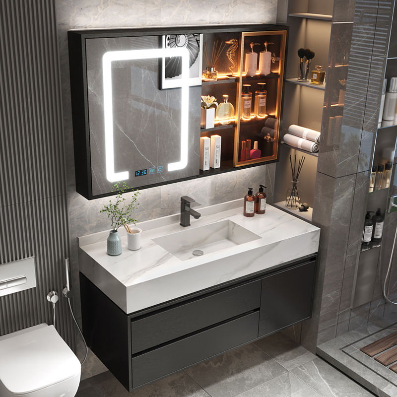 Rock Board Integrated Basin Modern Minima Light Lavish Bath Room Cabinet Combinatory Makeup Room Wash Wash Wash Washstand Basin Suit