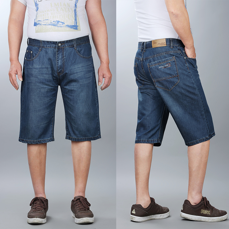 Kích thước lớn quần short denim người đàn ông thêm phân bón để tăng chất béo bảy điểm phần mỏng ống túm chất béo, quá khổ lỏng lẻo năm điểm quần