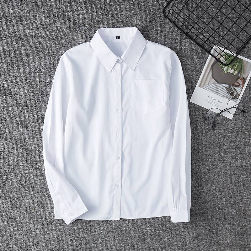 College Style Pure White Long-Sleeved Shirt Class Uniform High School and Junior High School Student Uniform Unisex Work Uniform White Shirt College Style Pure White Long-Sleeved Shirt Class Uniform High School and Junior High School Student Uniform Unisex Work Uniform White Shirt