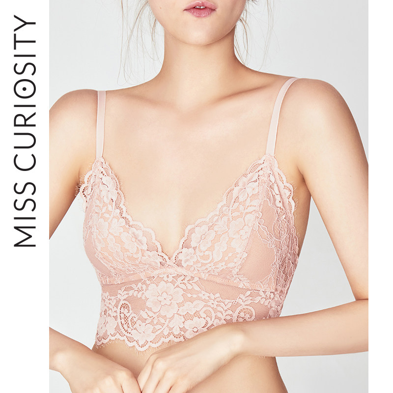 Curious Miss Sexy Lace Liner Without Steel Circle Bra Summer Bra Transparent All-Perfect Triangle French MS