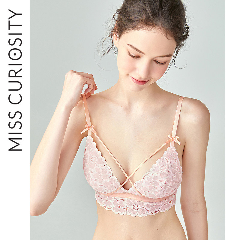 Curious Miss French Lingerie Women Summer Thin Big Breast Show Small Underwire Bra Set Sexy Lace Bra
