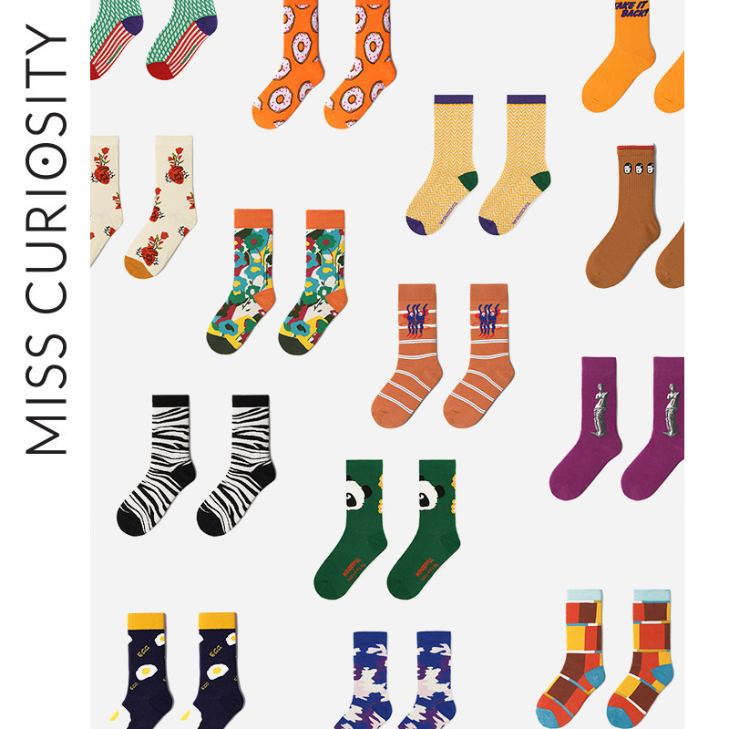 Curious Honeys Socks Summer Thin women's Ins Chains Red Day Department Sport Sweat-In-Cylinder Cotton Socks Breathable antibacterial