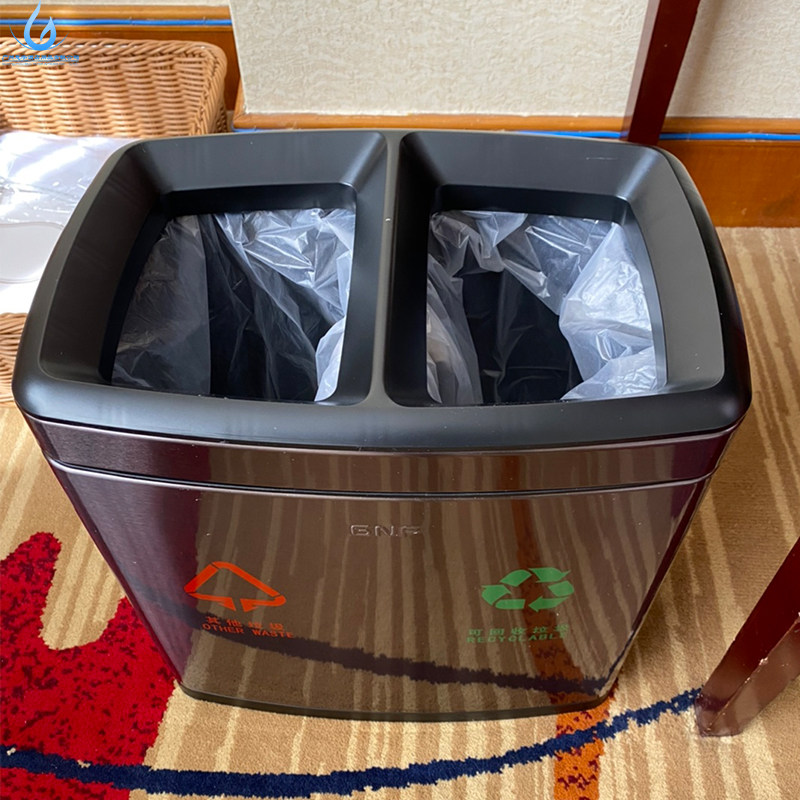 Southern GNF stainless steel square sorting trash can hotel guest room home powder room creative European thickening