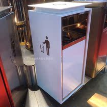 South white baking lacquered rectangular large seat ground ash bucket guide type sliding stainless steel dustbin thickened