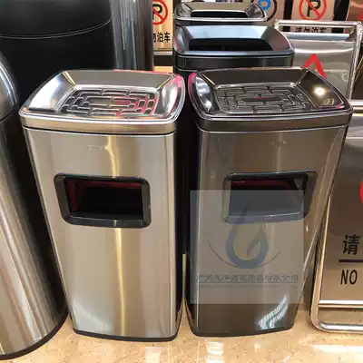 South GNF stainless steel trash can Hotel lobby large black trash can vertical seat floor ash bucket Square