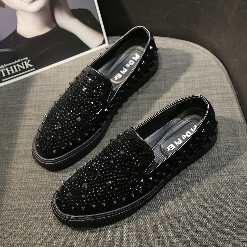 New set of riveting shoes men tide breathable in autumn lazy Lefu shoes men's European station Cl Liuging shoes