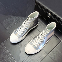 High helper shoes Mens Europe Station Korean version Trend casual lovers 100 lap shoes Mens gold and silver Tide Shoes Fall High Bon