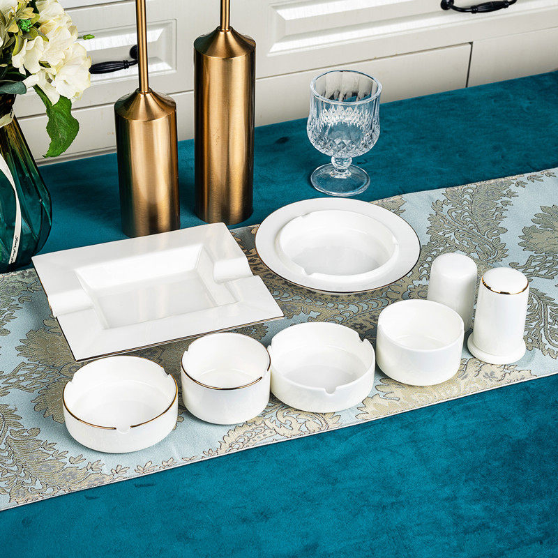 Phnom Penh Bone Porcelain Light Tooth Ashtray Household Ceramic Toothpick Can Simple Tooth Box Circuit Hotel Set