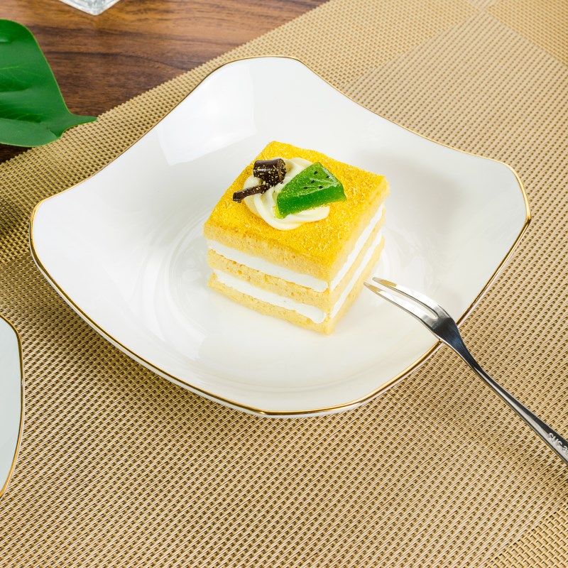 Plate set Pure white bone China plate plate Household Phnom Penh plate Creative Western plate Ceramic plate Nordic