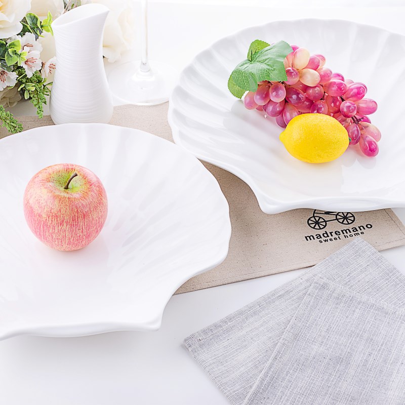 Ceramic fruit bowl irregular shell snack plate pure western food dish dish plate of fruit salad dishes