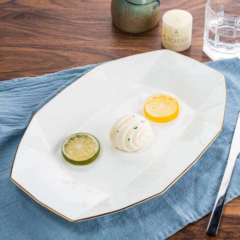 Phnom Penh Fish Dish Dish Household Steam Dish Creative Plate Irregularly Packed Fish Plate Ceramic Dish