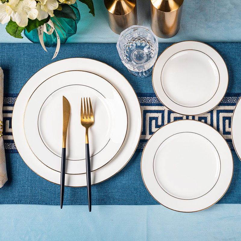 Bone porcelain plate Phnom Penh household creative dish flat steak plate Western dish Superior shallow dish plate