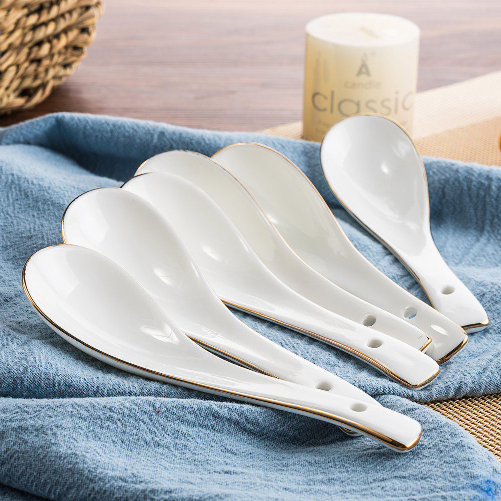 Ceramic spoon with long handle porridge spoon home with big soup spoon spoon spoon spoon
