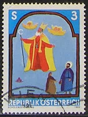 Austrian 1983 Altarpiece painting of st. Nicholas' church letter sale