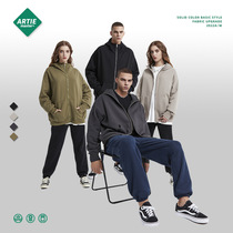 ARTIE outfit) Ninja masked metal zipper 350G velvet hooded sweatshirt ribbed glove cuff sweatshirt