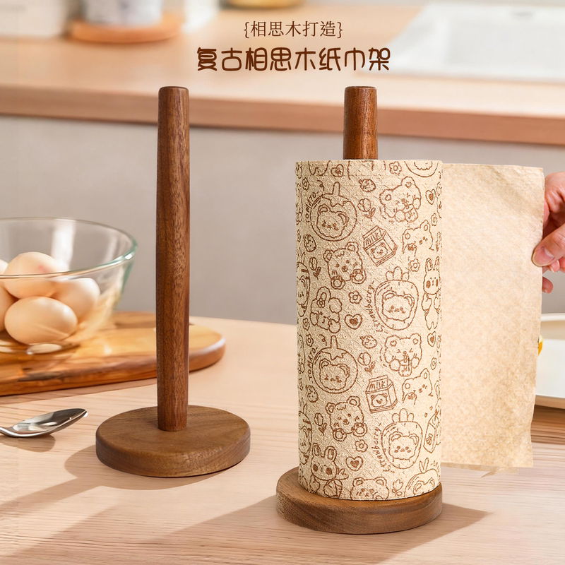 Solid Wood Vertical Paper Roll Holder Kitchen Acacia Wood Cling Film Lazy Rag Hanger Paper Towel Holder Punch-Free Storage Rack Solid Wood Vertical Paper Roll Holder Kitchen Acacia Wood Cling Film Lazy Rag Hanger Paper Towel Holder Punch-Free Storage Rack