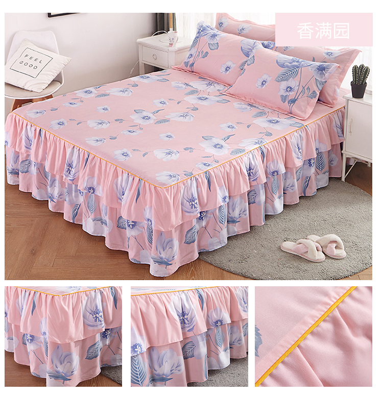 giường bằng vải bông váy bedspread Simmons nắp bảo vệ bụi che ba mảnh giường 1,5m khăn trải giường 1.8m bông Li - Váy Petti váy giường