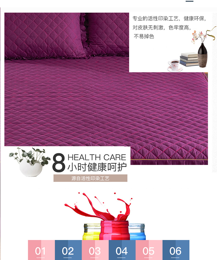 Mùa thu và mùa đông dày cotton váy ngủ ba bộ khăn trải giường đơn mảnh cộng với giường bông nhóm giường bộ đôi sen lá ren bọc nệm 	chân váy giường