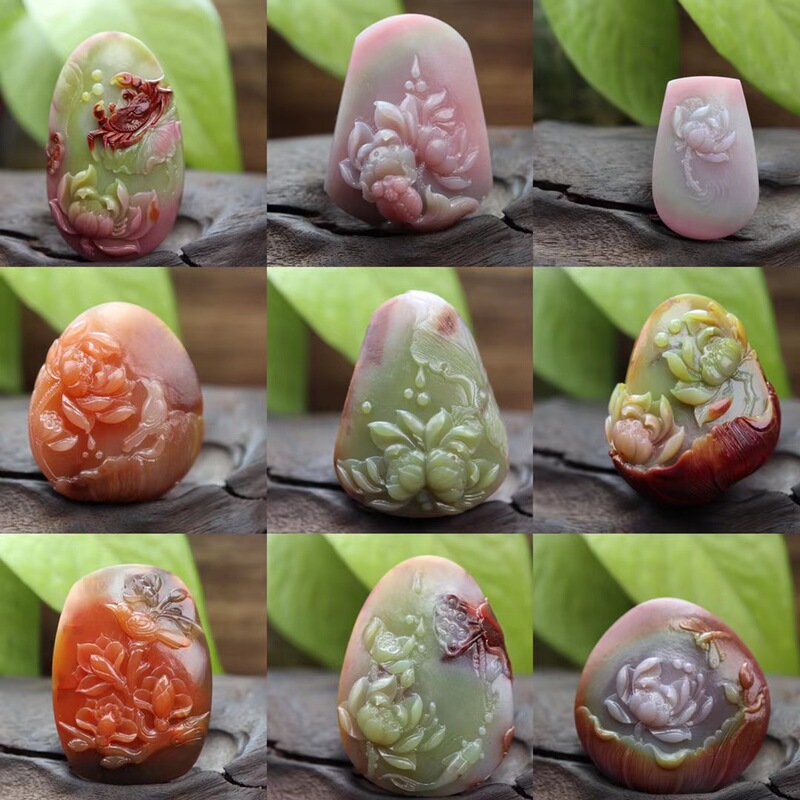 Natural Old Mine Salt Source Agate Collector-Grade Landscape Carving Pendant Candy-Colored Full-Body Colorful Finely Carved Ornament