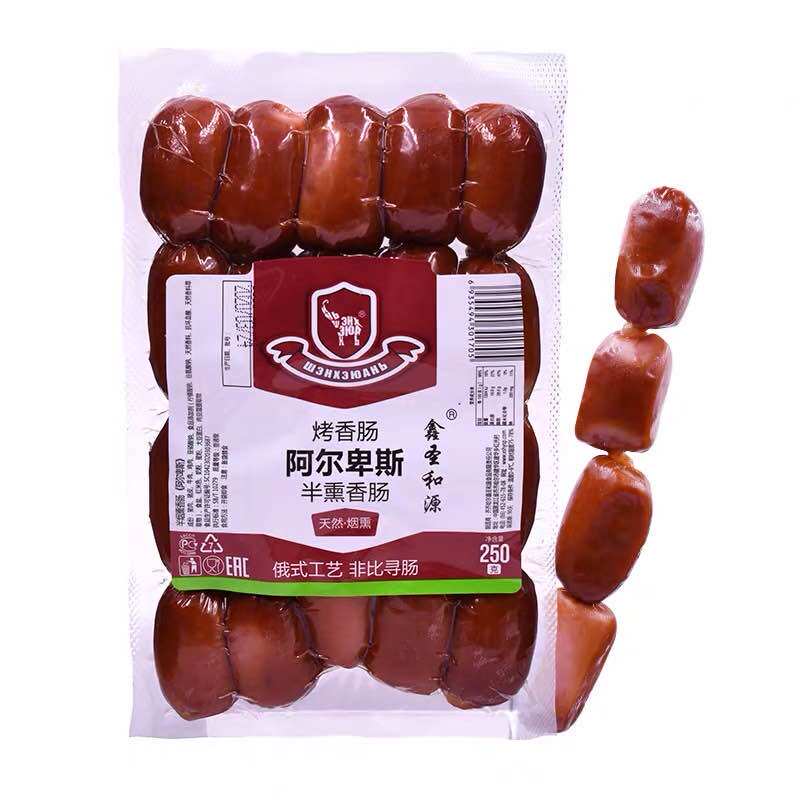 Western Pinduo Russian flavor semi-smoked sausage Children's sausage Jujube sausage Small snack open bag ready to eat 250g recommended