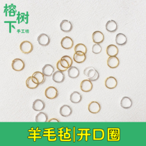 Handmade diy accessories Gold silver open ring Wool felt Poke poke music articulation hand necklace Open ring link ring