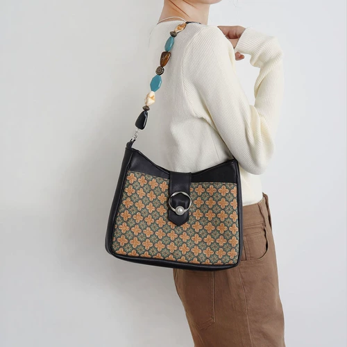 Сумка подмышку, оригинальная сумка через плечо, в цветочек, китайский стиль