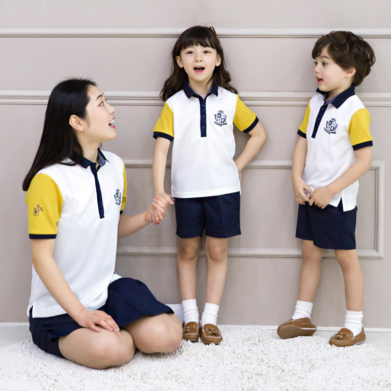 Kindergarten Garden Clothing Summer Clothing Day Zheng Blue Teacher Children Banfu Summer Suit Inlen College Wind Elementary School Uniforms