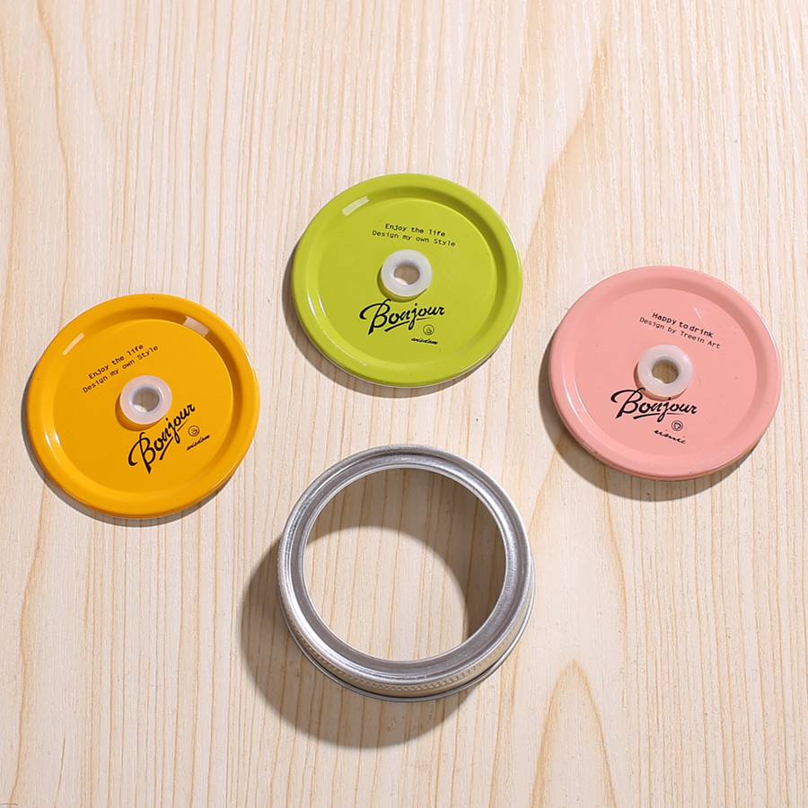 70 Rooster Mason Thread Dual-purpose Two-Piece Perforated Pipette Juice Beverage Milk Tea Handle Glass Cap