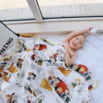Custom Snoopy double gauze blanket pure cotton childrens quilt bath towel large size kindergarten home quilt