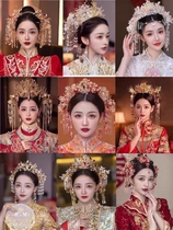 Rental Chinese bridal headwear 2024 new style dragon and phoenix gown and phoenix crown ancient costume wedding Xiuhe costume saint crown hair accessories