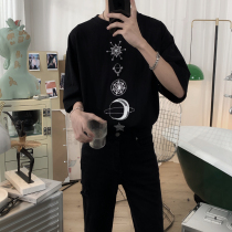 Mr. Pattern embroidery short sleeve T-shirt mens ins Tide brand wild loose casual round neck Half sleeve body shirt