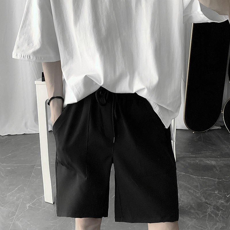 Short sentence Mr black casual shorts Men ins overalls summer trend loose sports five-point pants