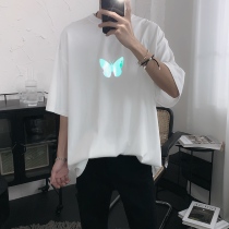 Mr. Short-sleeved glowing 3M butterfly T-shirt men loose casual summer compassionate Harajuku wind short-sleeved mens Tide brand