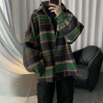 Mr. Short self-made autumn and winter cotton plaid trench coat thick plaid Terry coat Joker vintage coat
