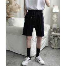 Mr. Short black five-point pants mens summer New straight drawstring elastic waist casual Korean version of short pants