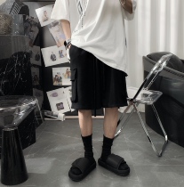 The Mr. homemade large streamers Burr large pockets loose cargo shorts Korean trend five capris-music of the tide